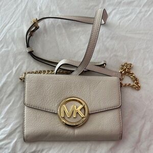 Michael Kors White Clutch with Gold Accents
